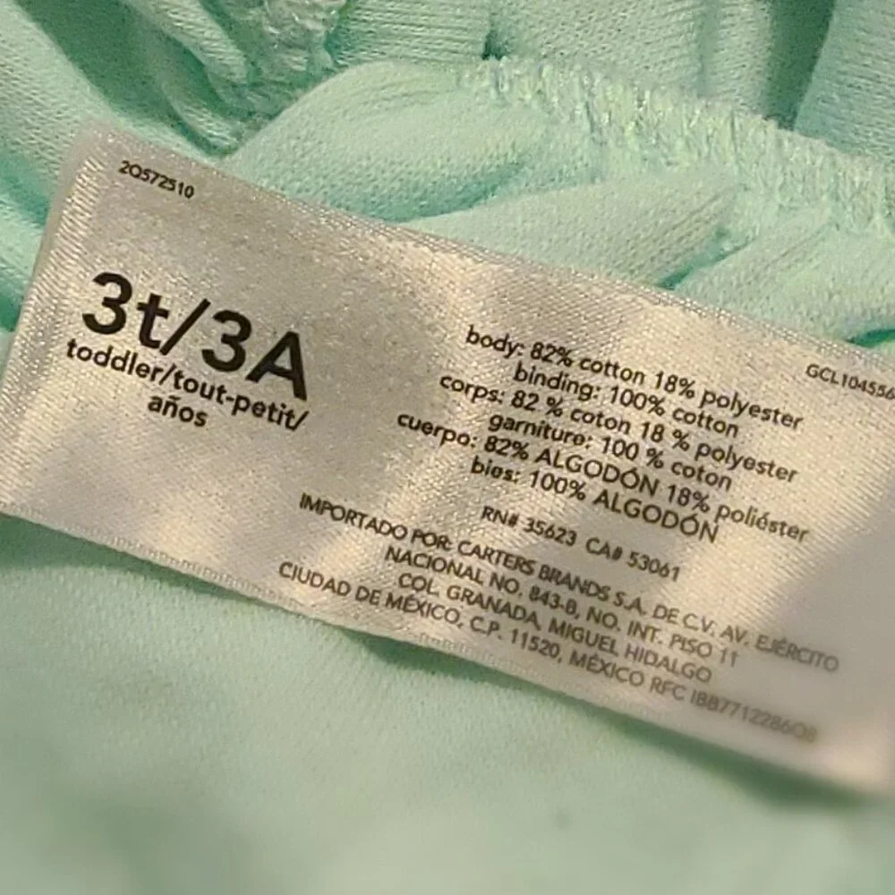 CARTER'S 3T LT MINT SHADE RACERBACK PEPLUM TOP-TRENDY TODDLER SUMMER/BEACH WEAR